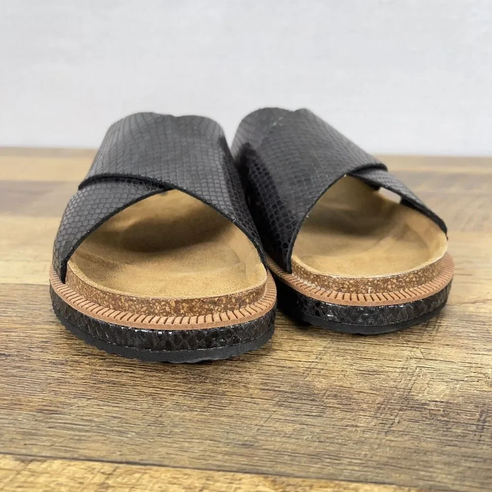 Free People Sidelines Footbed Cross Sandals Black Slides US Size 9 - EU 39 - Picture 4 of 11